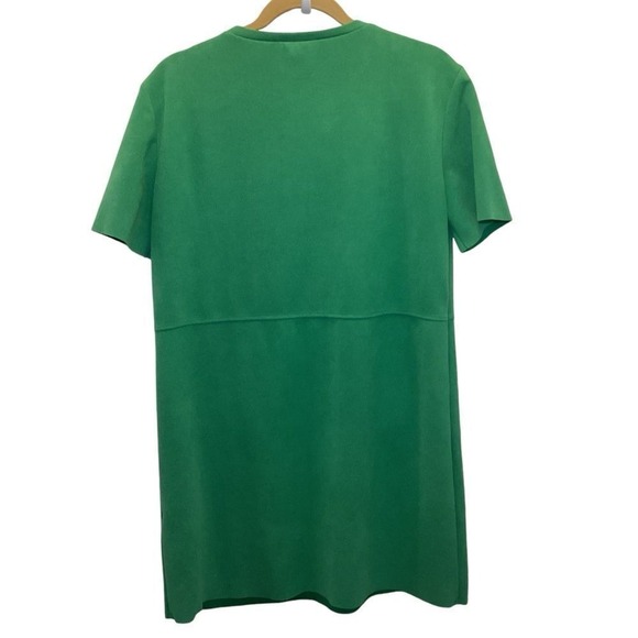 Zara Elegant Kelly Green Short Sleeve Shift Dress w/ Front faux Pockets - Picture 9 of 11